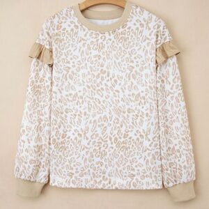 Leopard Print Ruffle Sleeve Sweater